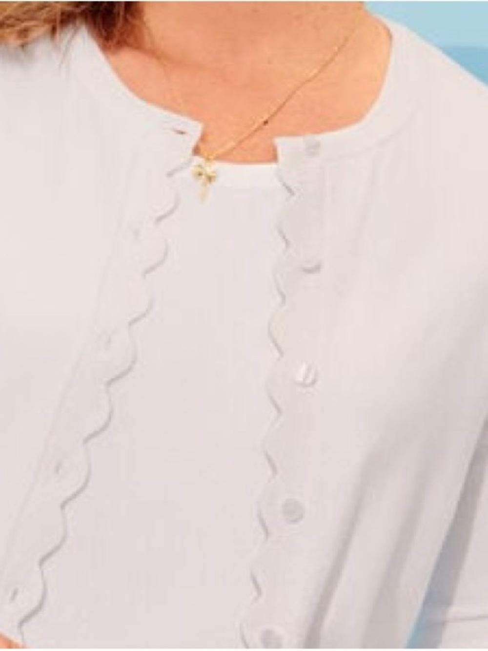 Talbots Charming Cardigan White Scalloped - Size XS - NWOT - Picture 2 of 6